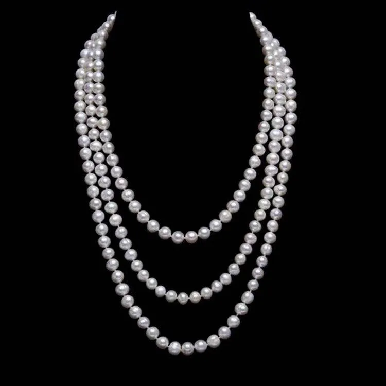 White 68" Length Freshwater Pearl Necklace