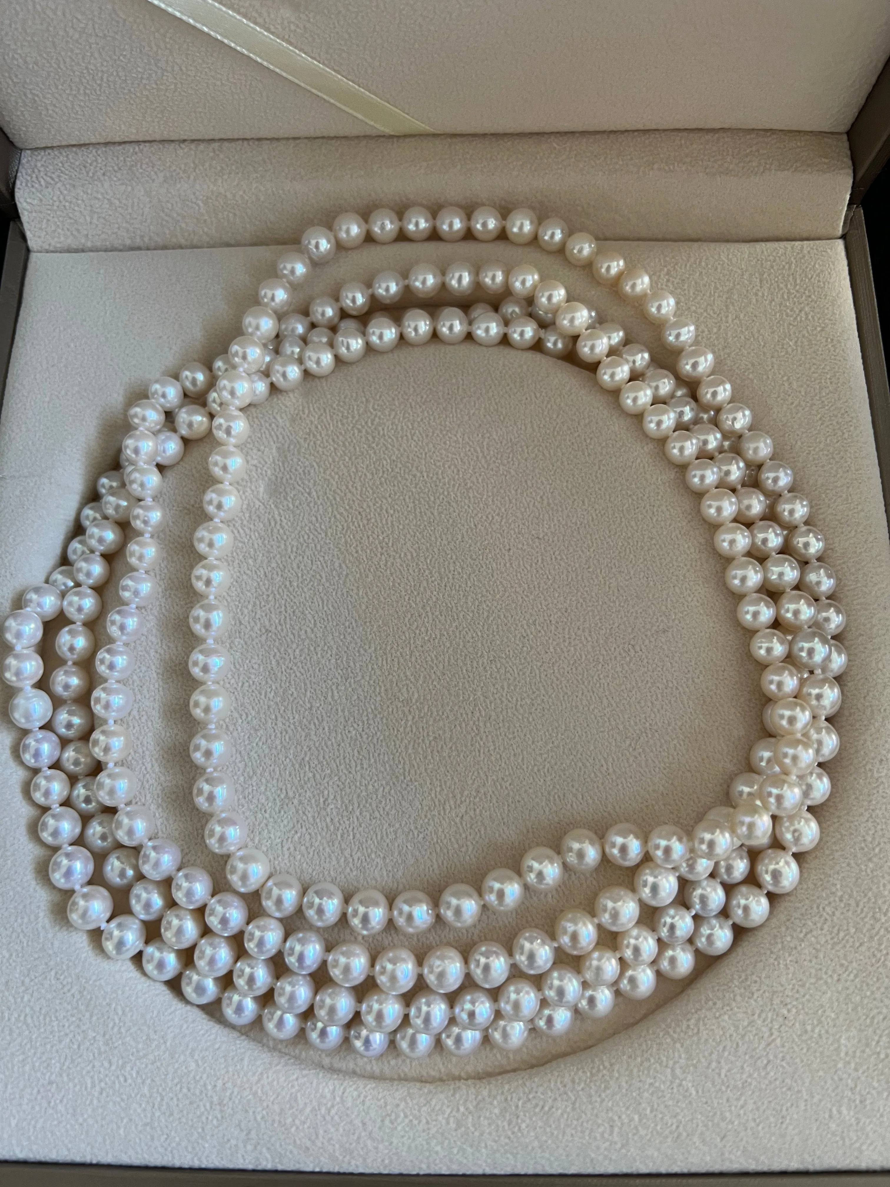 White 68" Length Freshwater Pearl Necklace