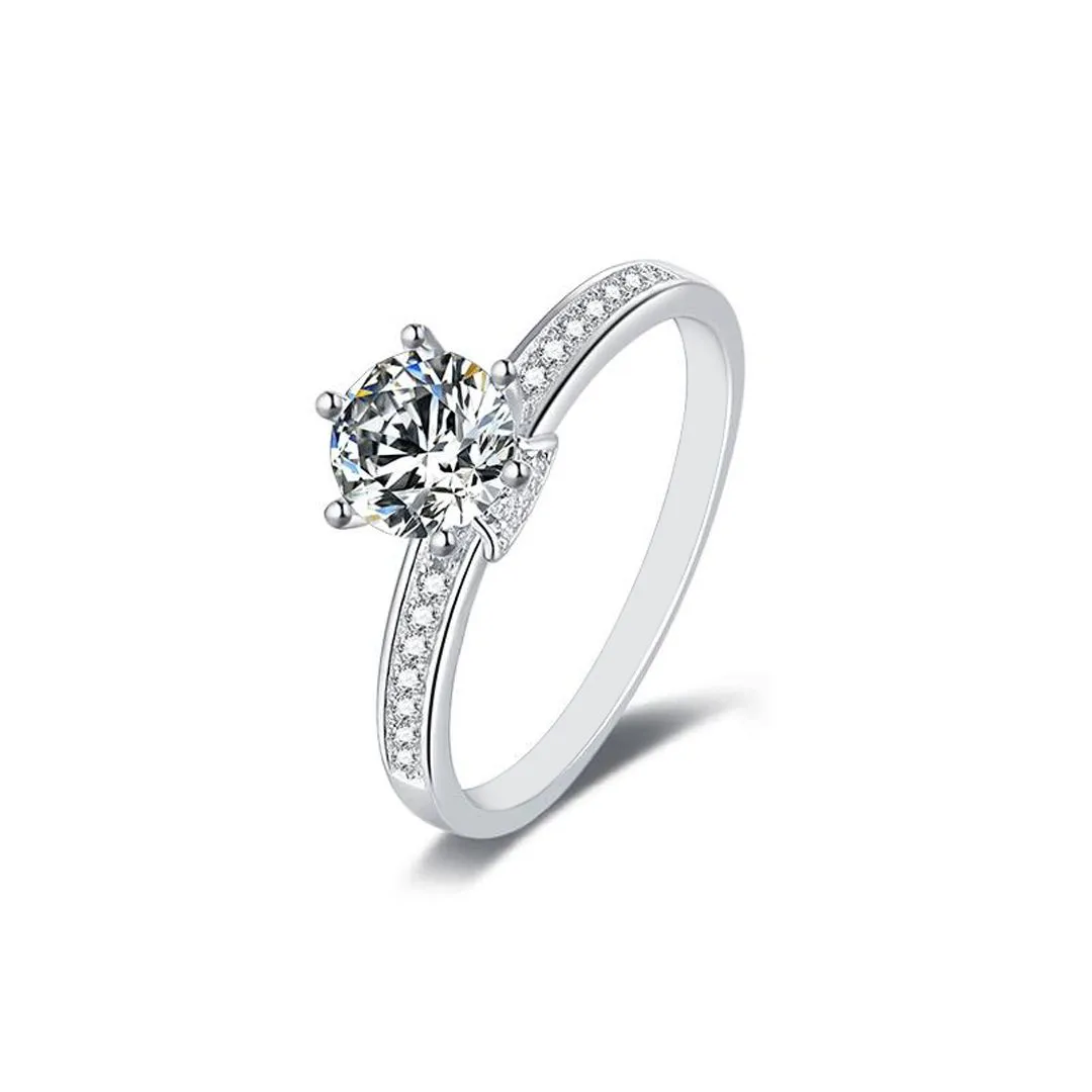 Wholesale Women's  6-Prong Milgraine Moissanite Ring in 925 Sterling Silver