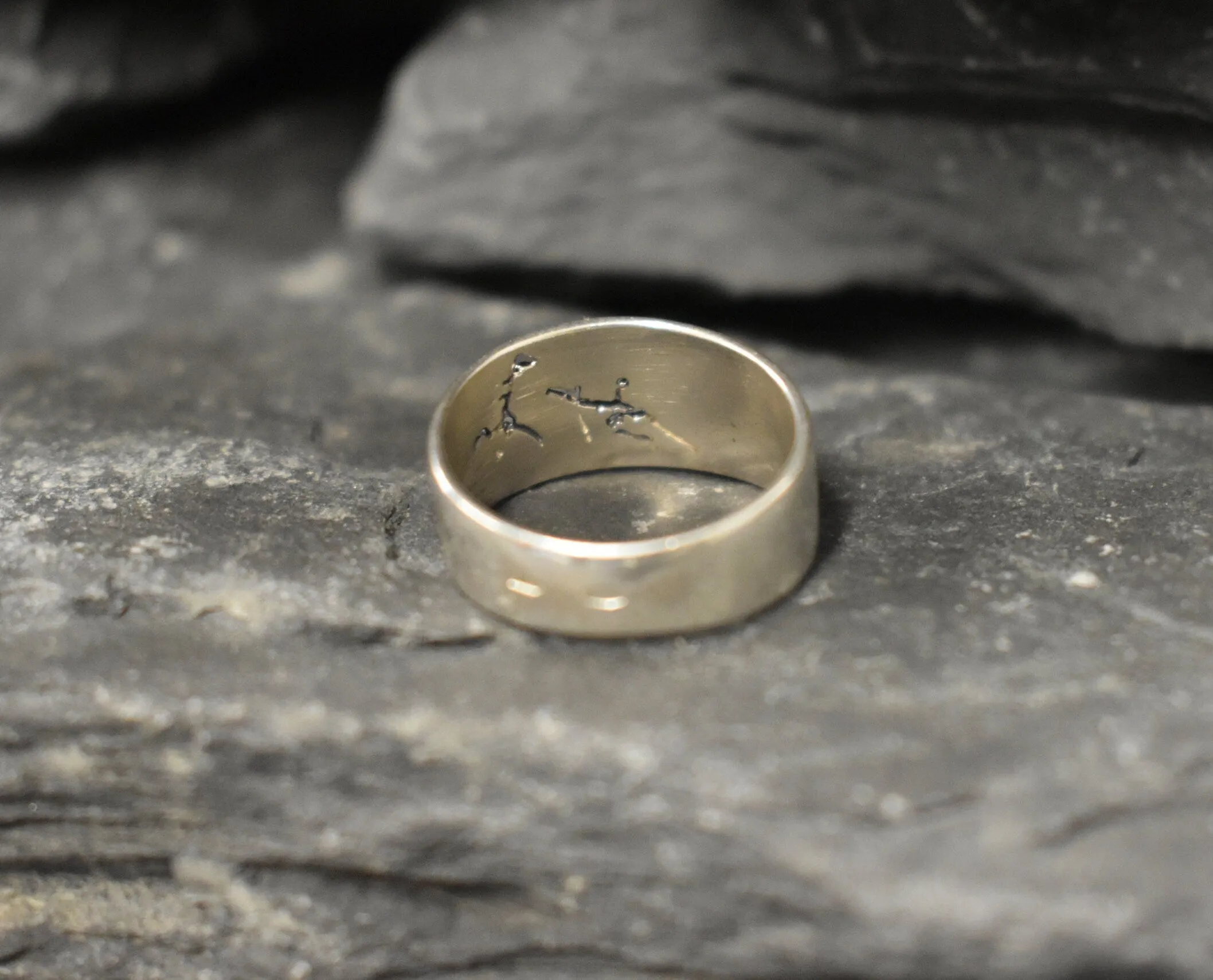 Wide Silver Band - Ancient Hunter Ring - Solid Silver Ring