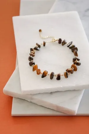 Xander Kostroma - Men's Raw Tiger's Eye Crystal Chip Bracelet - Ideal for Daily Wear - Enhances Protection and Mental Clarity - Handcrafted Unique Jewelry - 20cm   Extension - Perfect Gift for Good Luck and Style