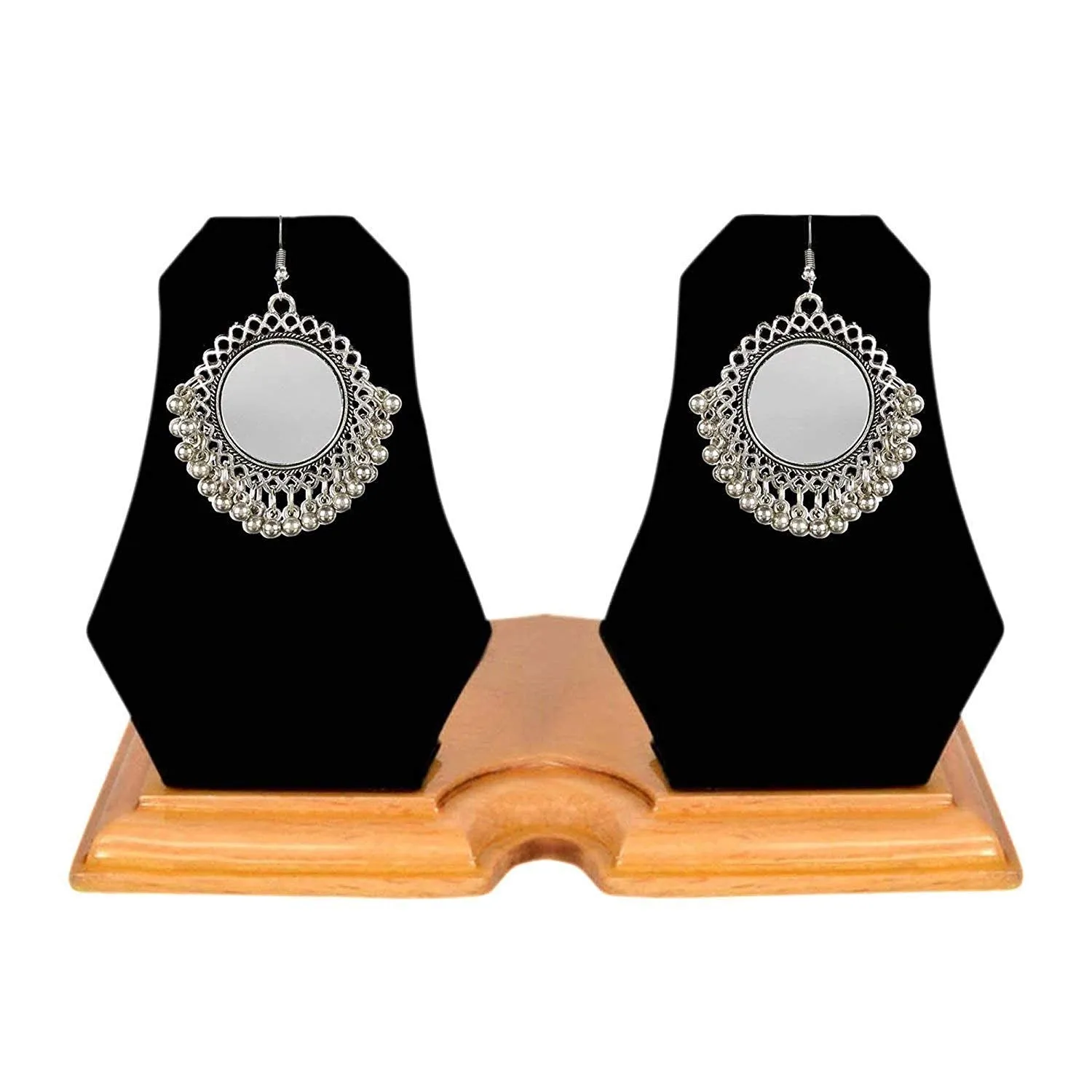 Yellow Chimes Chandbali Earrings for Women Silver Oxidised Combo of 5 Pairs Mirror Worked Traditional Chandbali Earrings for Women and Girls.