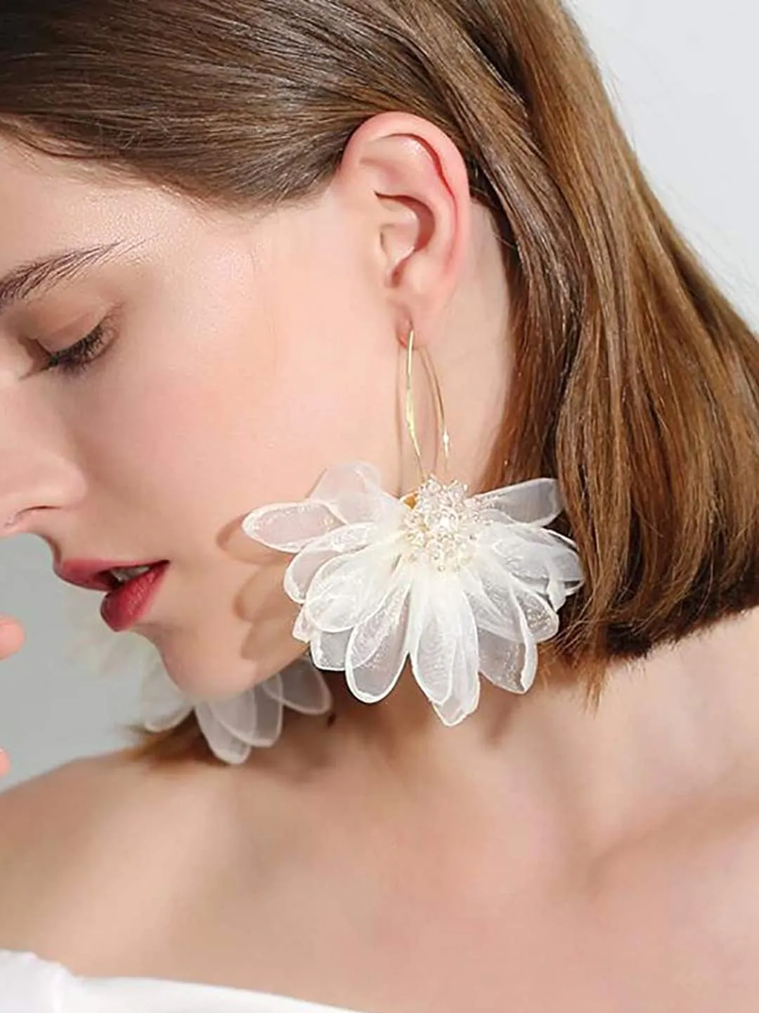 Yellow Chimes Earrings For Women White Floral Drop chic Earrings For Women and Girls