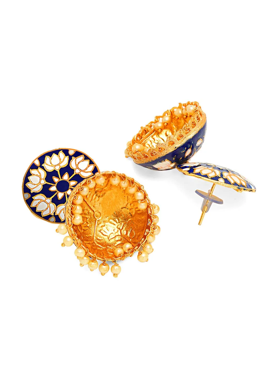 Yellow Chimes Meenakari Jumka Earrings with Ethnic Design Gold Plated Traditional Bead for Women and Girls