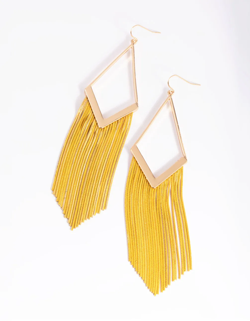 Yellow Snake Chain Drop Earrings